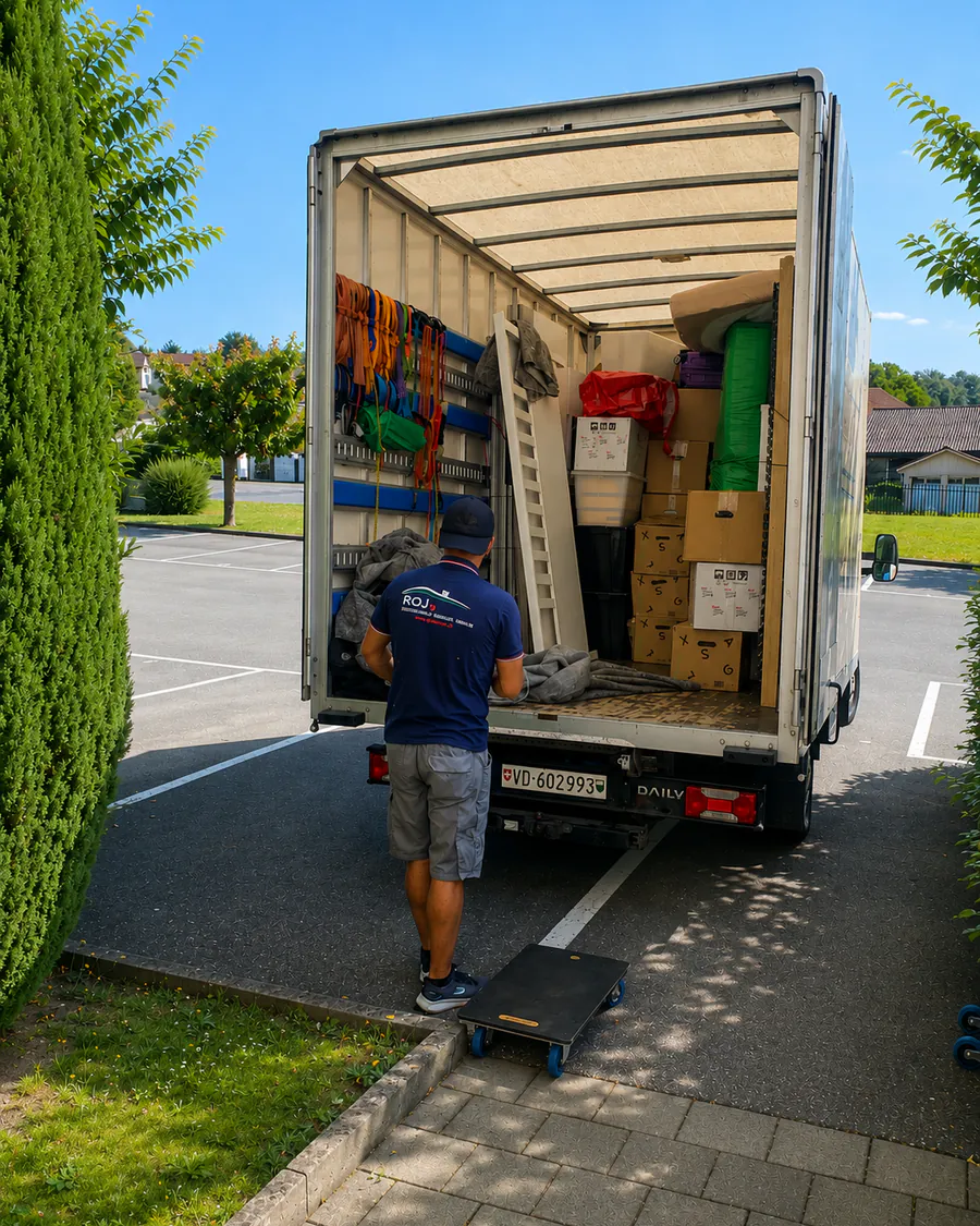 Le camion de ROJ et sa rampe, chargement en cours