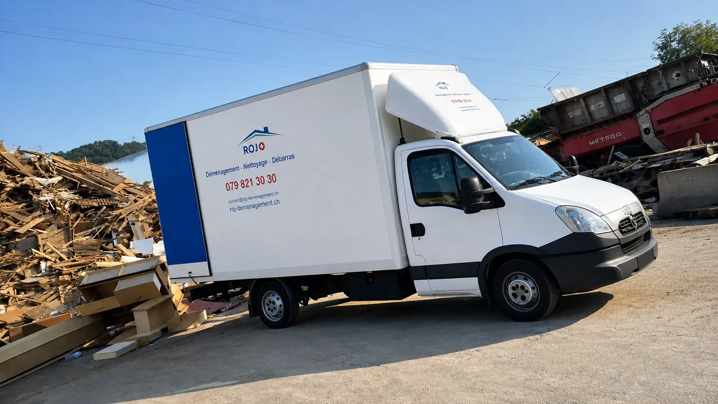 Le camion de ROJ chargé de bois lors d'un débarras